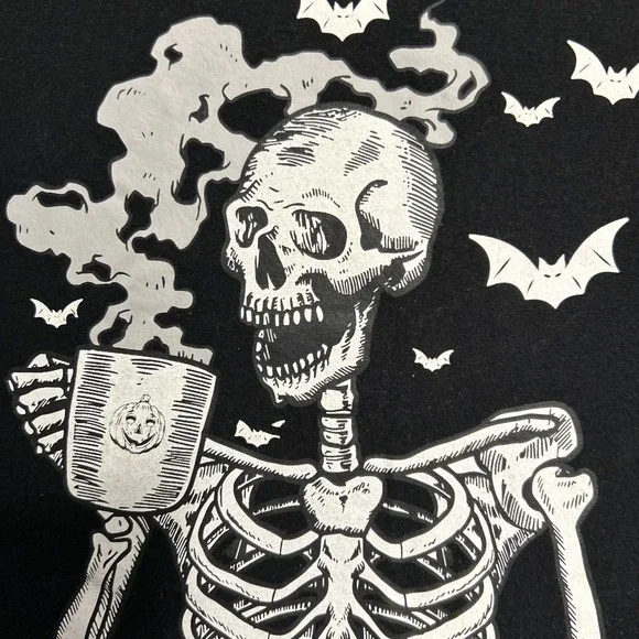 Goodie Two Sleeves Nightmare Before Coffee XXL Skeleton Black T Shirt S\S - Picture 3 of 11